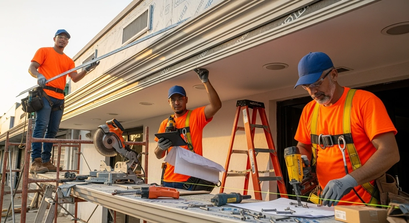 instalando fascia comercial